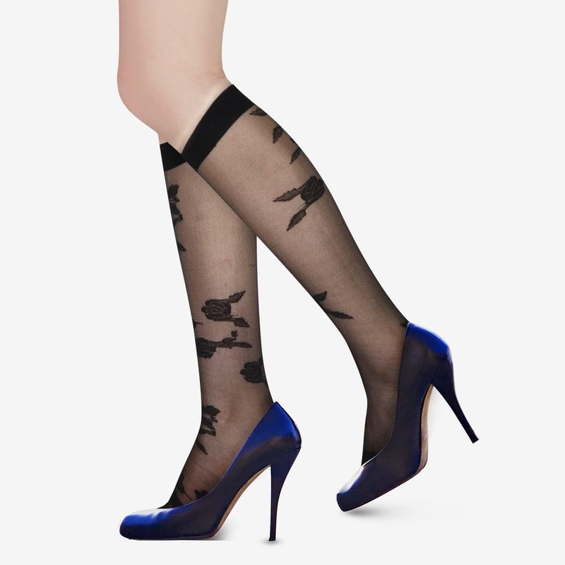 Benefeet Sox Womens Lace Knee High Socks Girls Sheer Mesh Knee High Stockings Cute Fishnet Lolita Calf Sock - Image 5